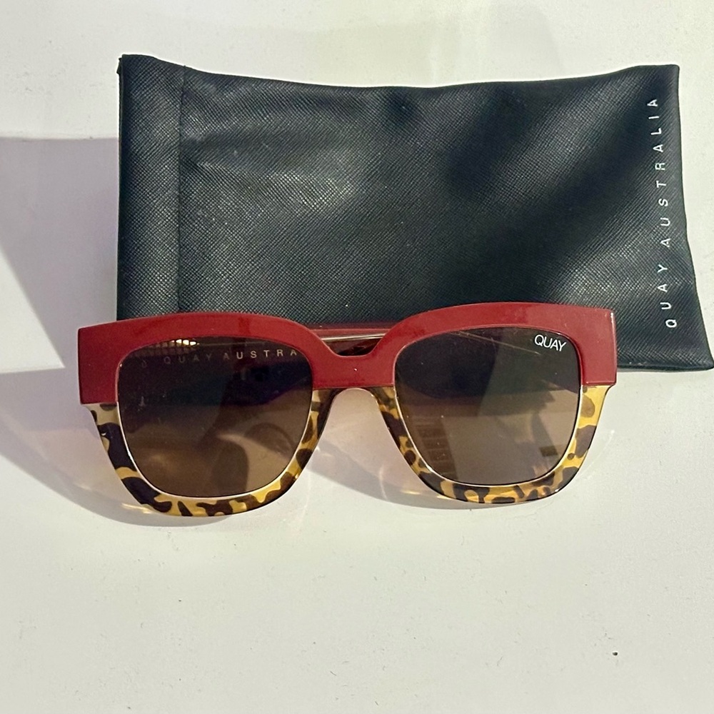 Quay Australia Red and Brown Wayfarer Sunglasses
